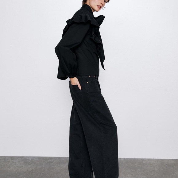 Zara Poplin Blouse with Tie - Picture 4 of 6